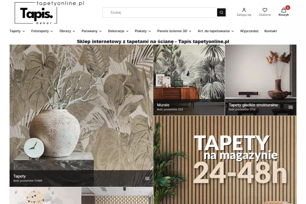 Sklep z tapetami tapetyonline.pl - podgląd